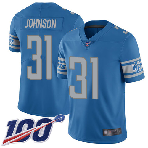 Detroit Lions Limited Blue Men Ty Johnson Home Jersey NFL Football #31 100th Season Vapor Untouchable